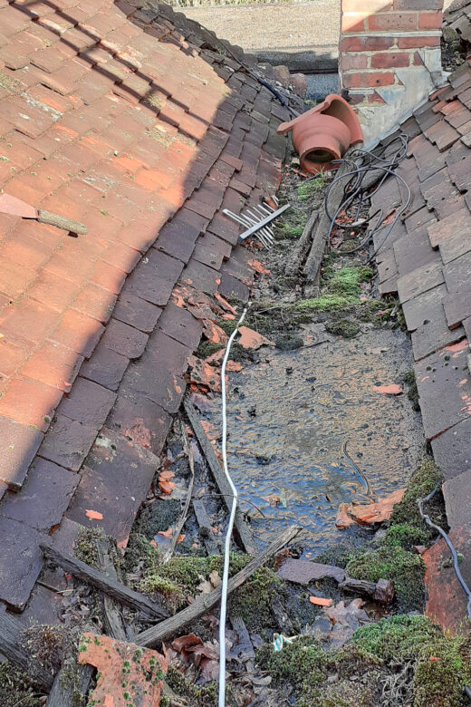 chimney and roofing works on farm cottage before 2